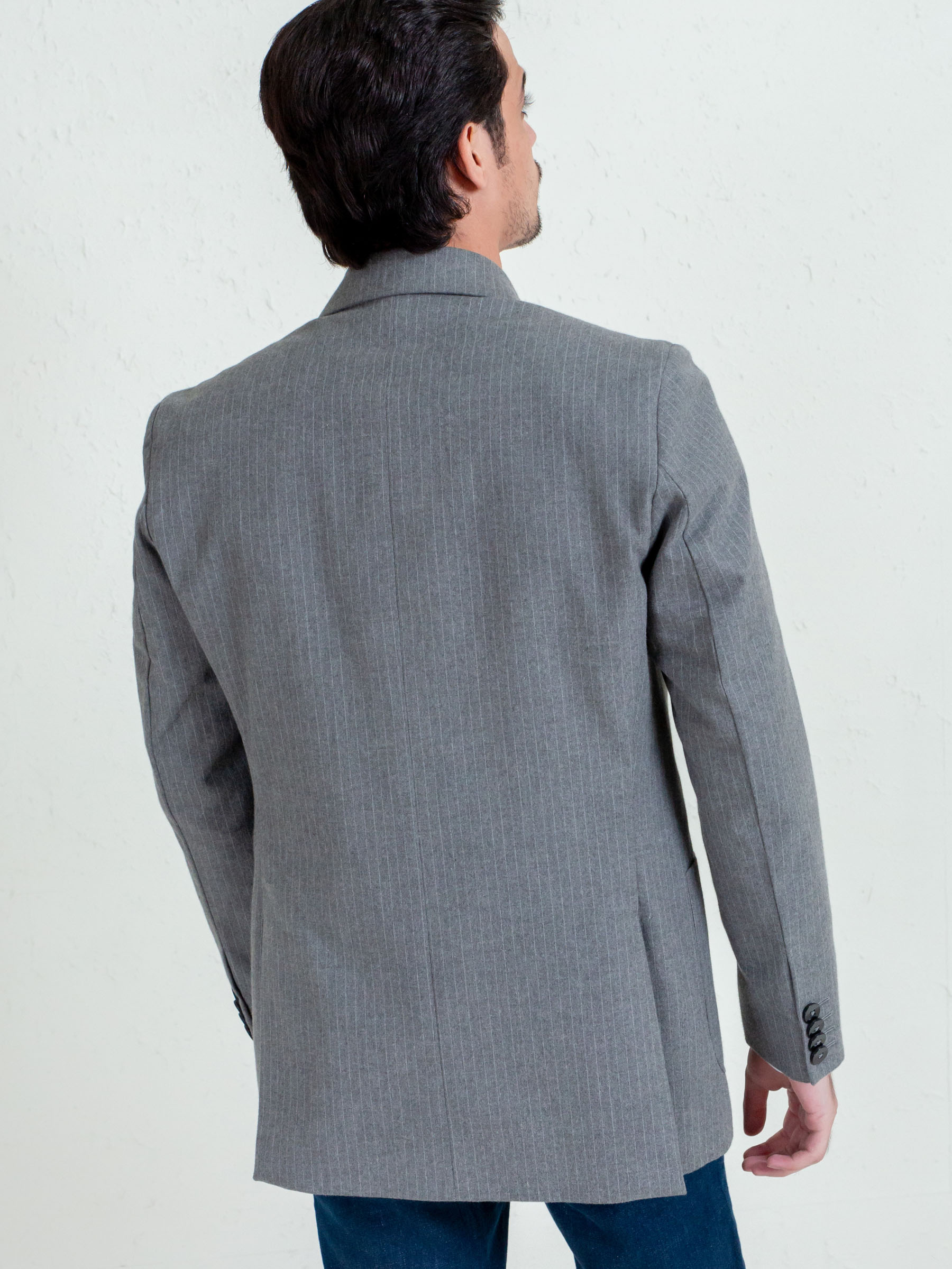 Grey Classic Pinstriped Blazer