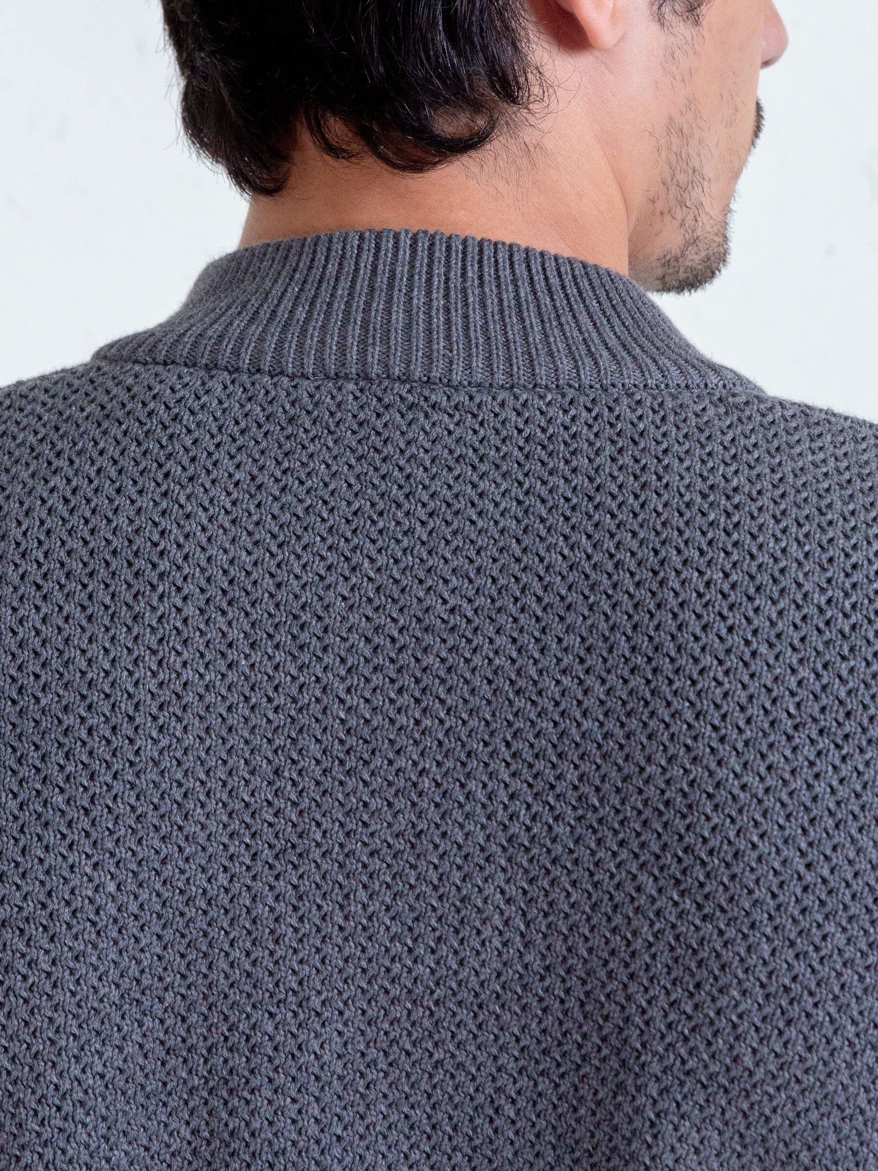 Grey Knitted Chunky Textured Zipper