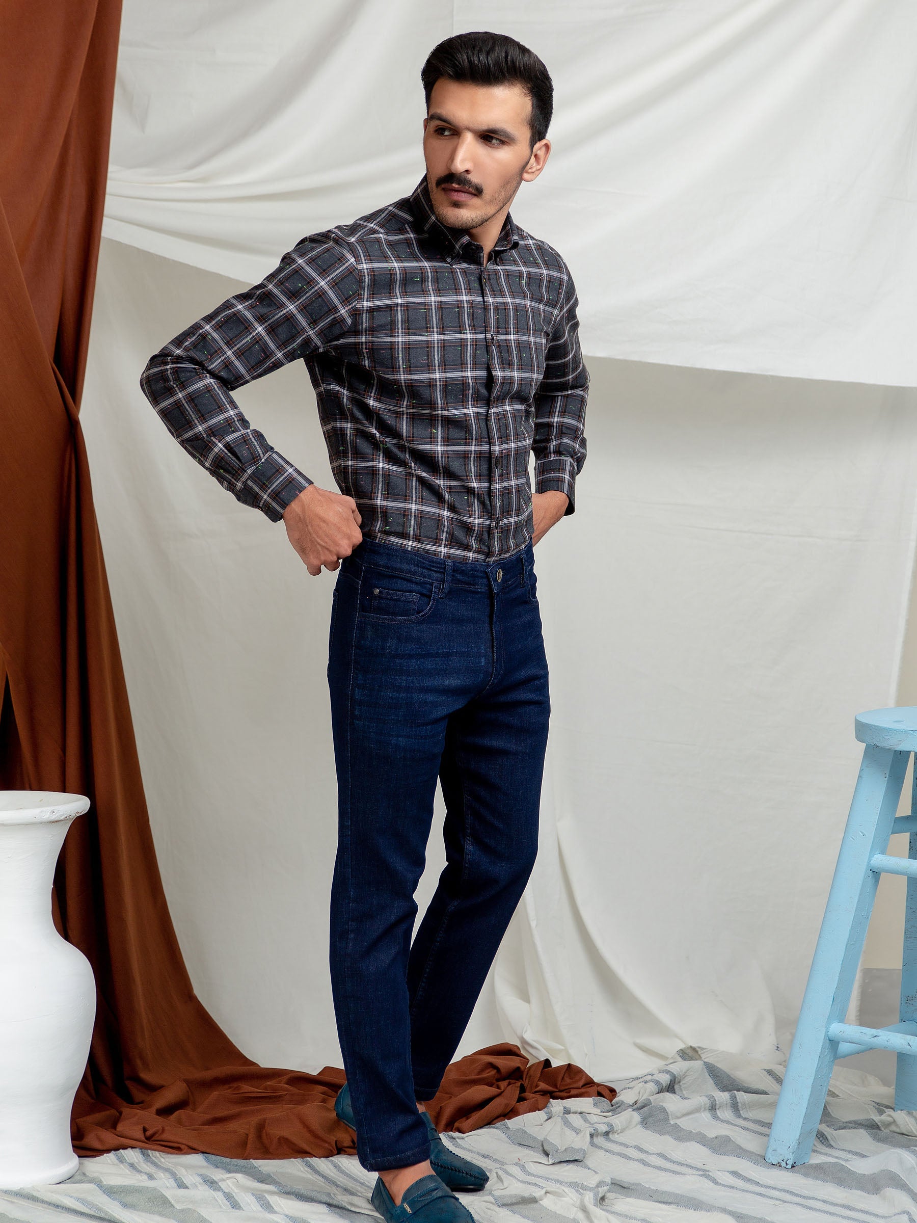 Grey Large Checkered Flannel Shirt