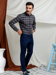 Grey Large Checkered Flannel Shirt