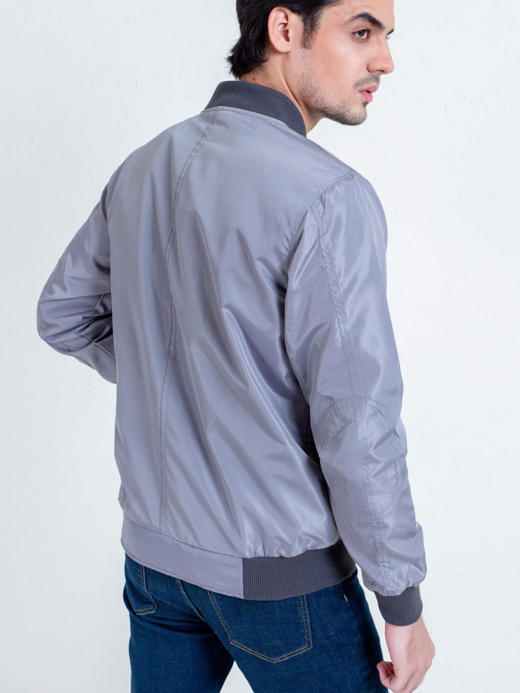 Grey Light Weight Bomber Jacket