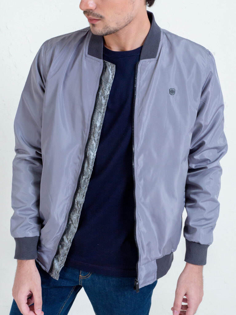 Grey Light Weight Bomber Jacket