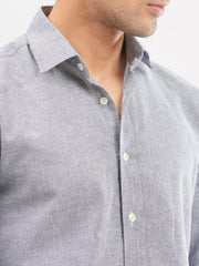 Grey Linen Blended Dobby Structured Shirt