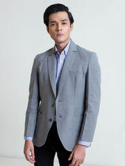 Grey Linen Textured Blazer
