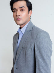 Grey Linen Textured Blazer