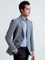 Grey Linen Textured Blazer