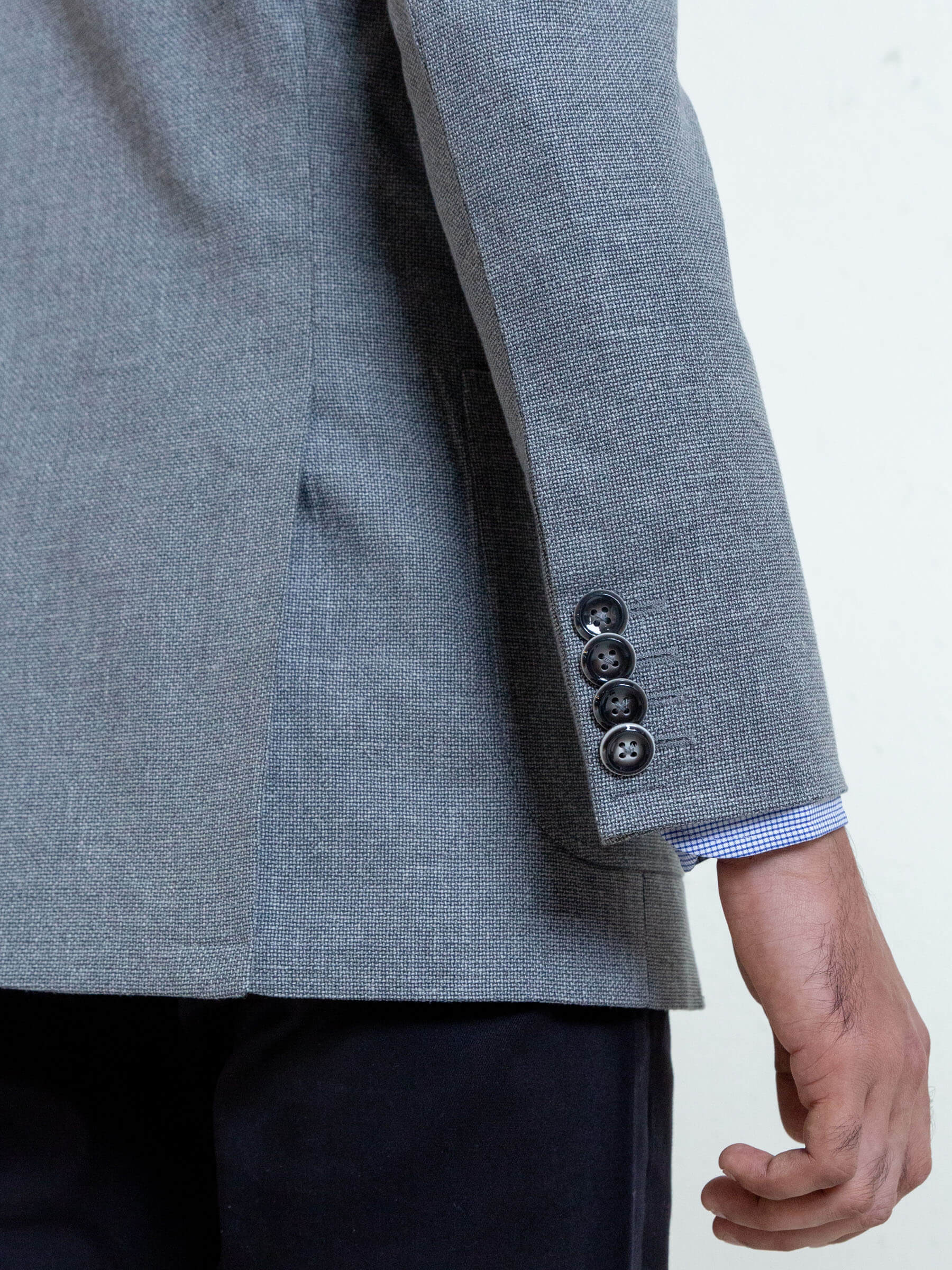 Grey Linen Textured Blazer