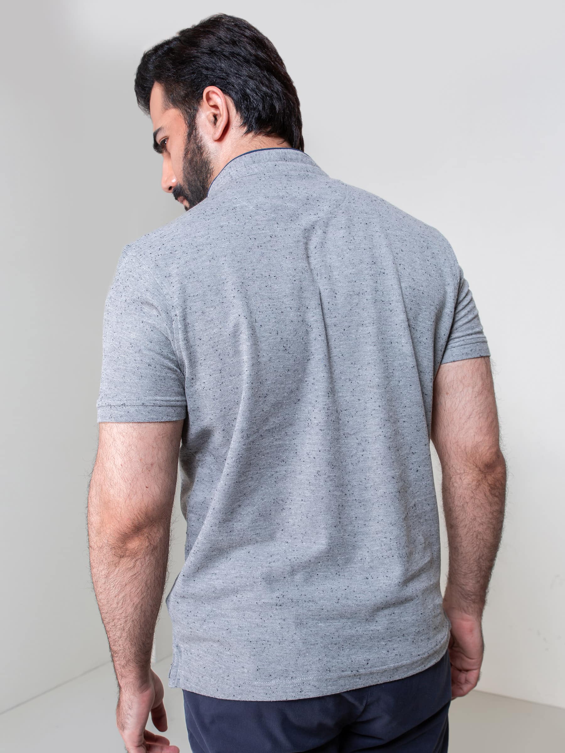 Grey Mao Collar Polo Shirt