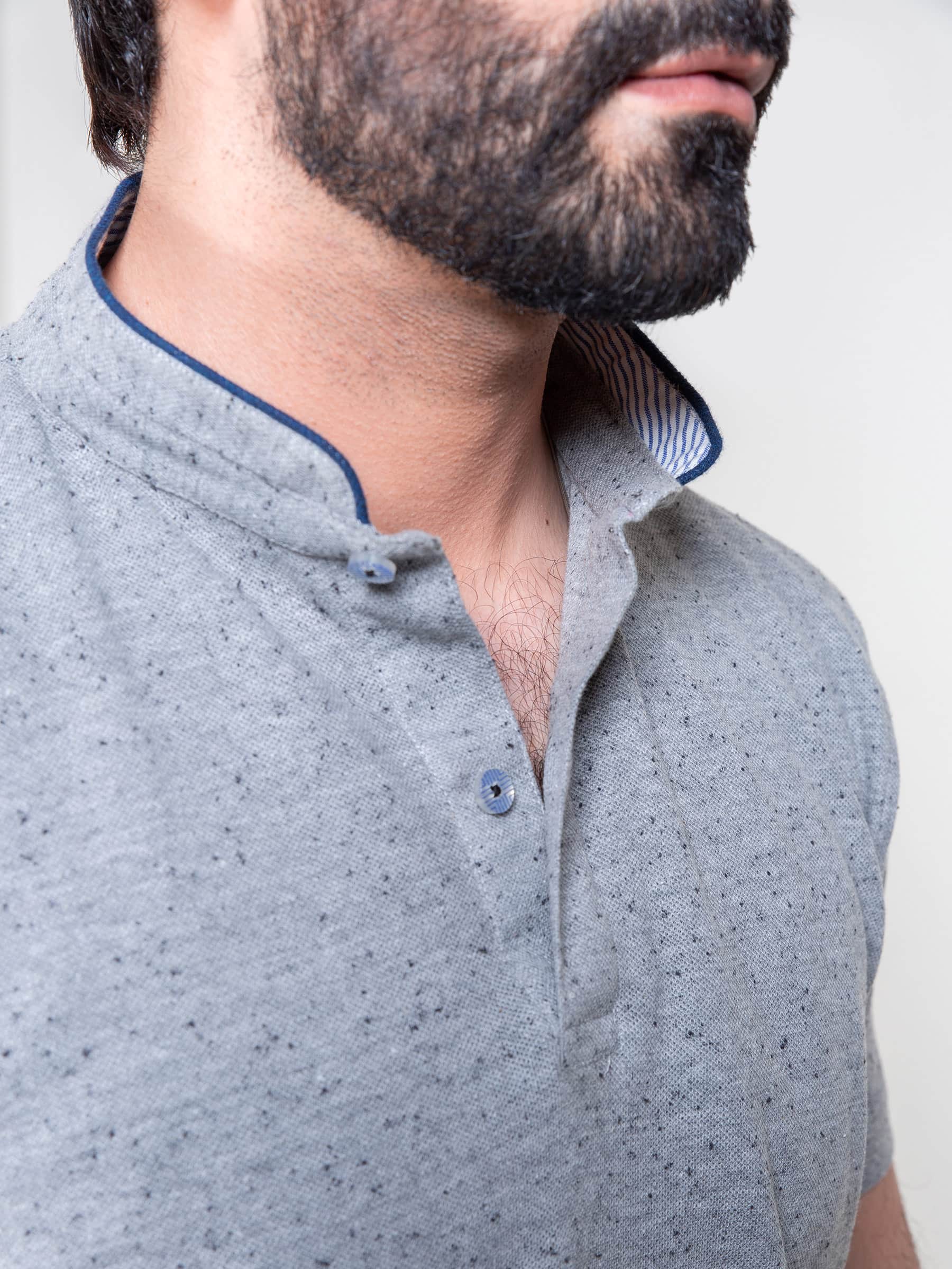 Grey Mao Collar Polo Shirt