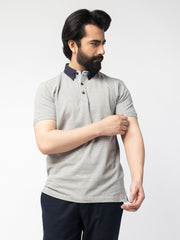 Grey Polo With Contrasting Collar