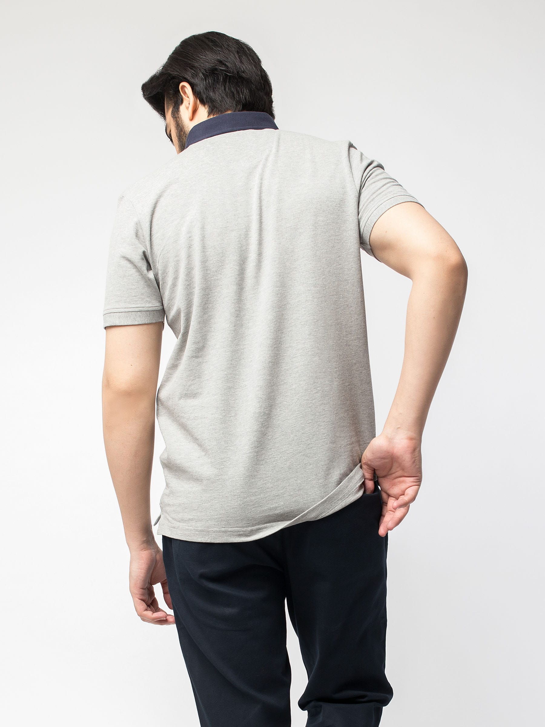 Grey Polo With Contrasting Collar