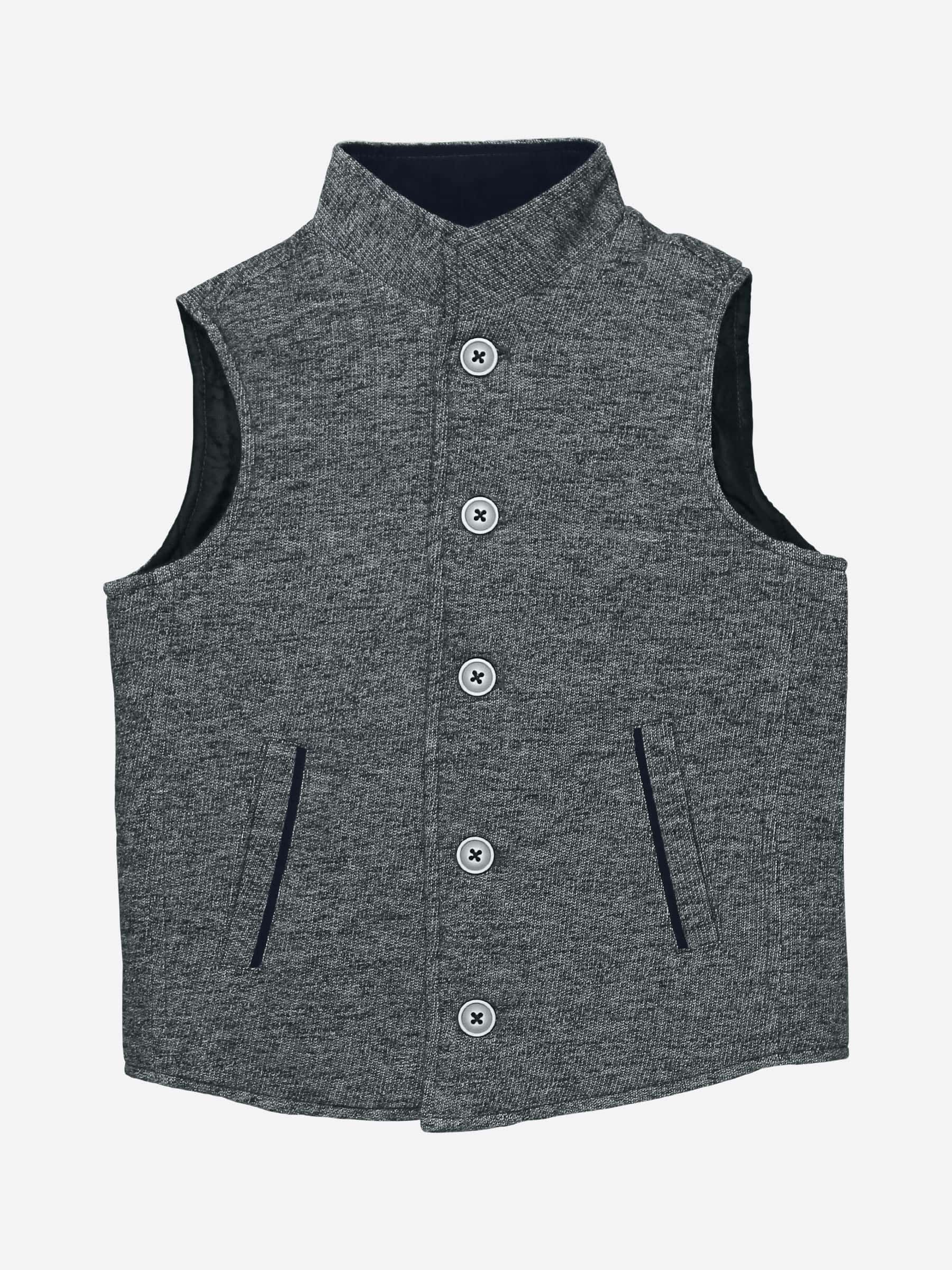 Grey Quilted Casual Sleeveless Vest