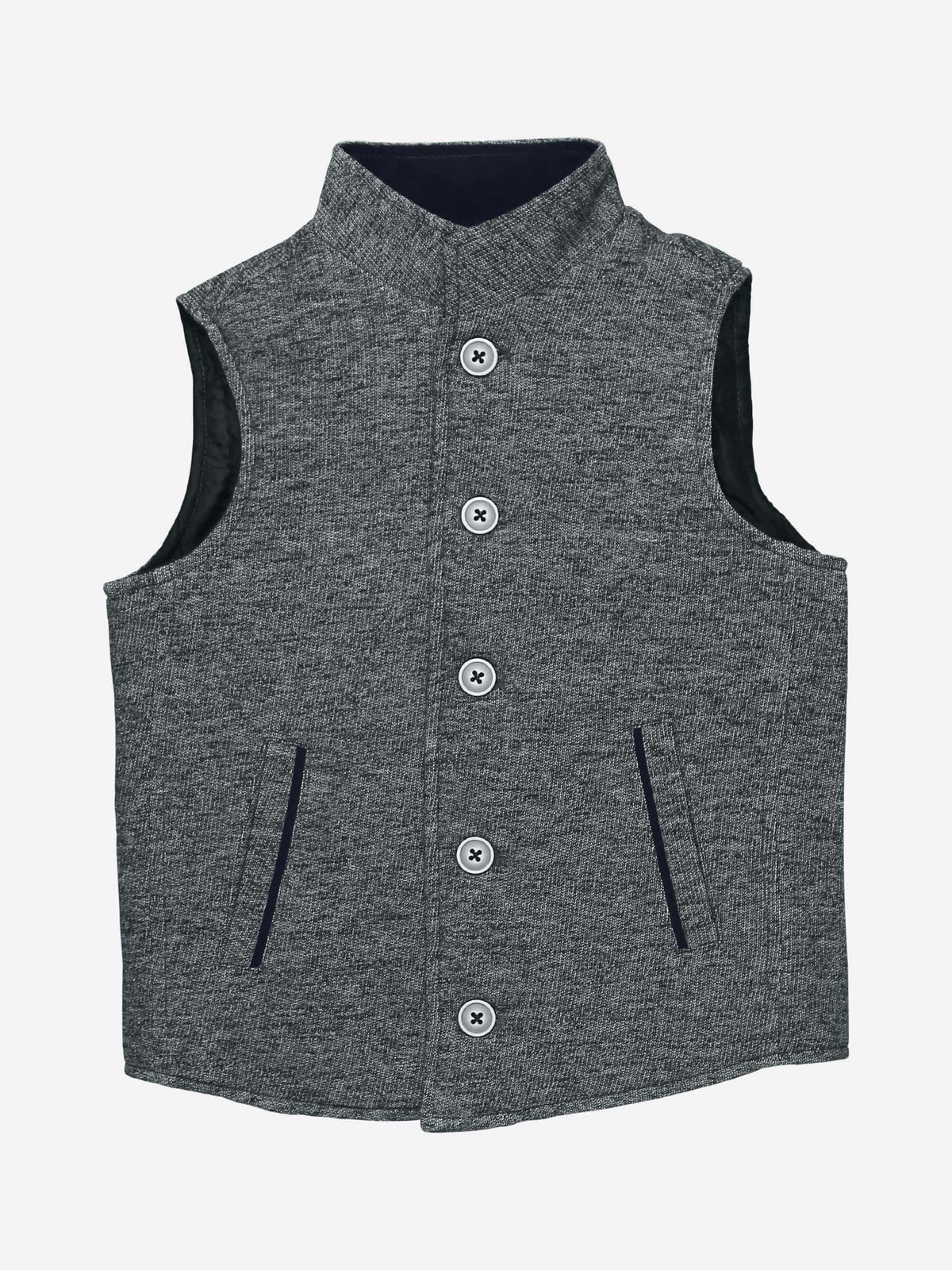 Grey Quilted Casual Sleeveless Vest