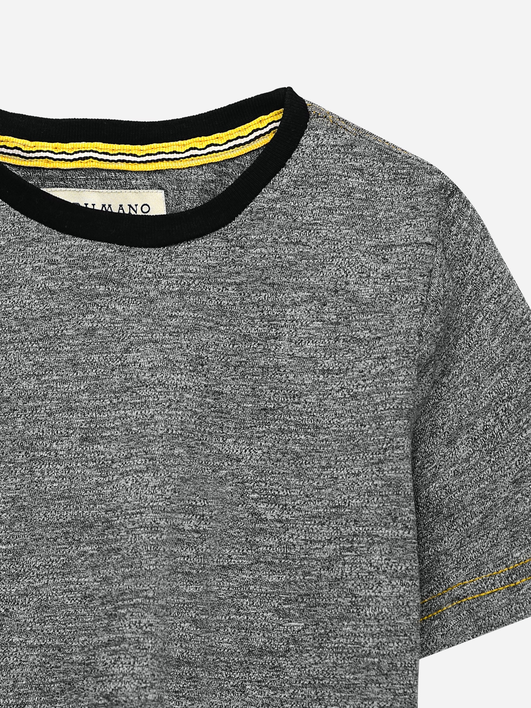 Grey Short Sleeves Marl Casual T-Shirt