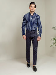 Grey Slub Five Pocket Slim Fit Trouser