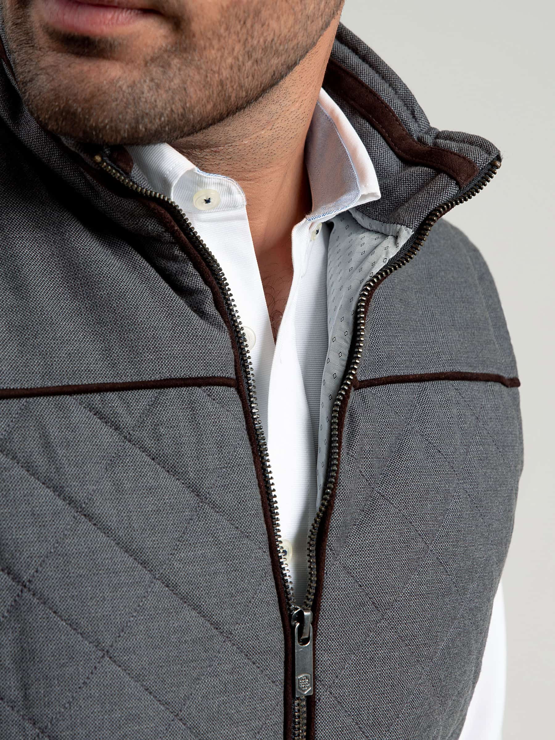 Grey Structured Quilted Sleeveless Jacket