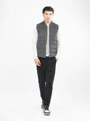 Grey Suede Sleeveless Gillet Jacket