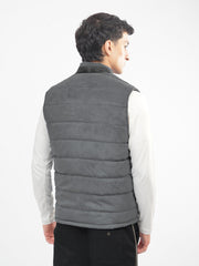 Grey Suede Sleeveless Gillet Jacket