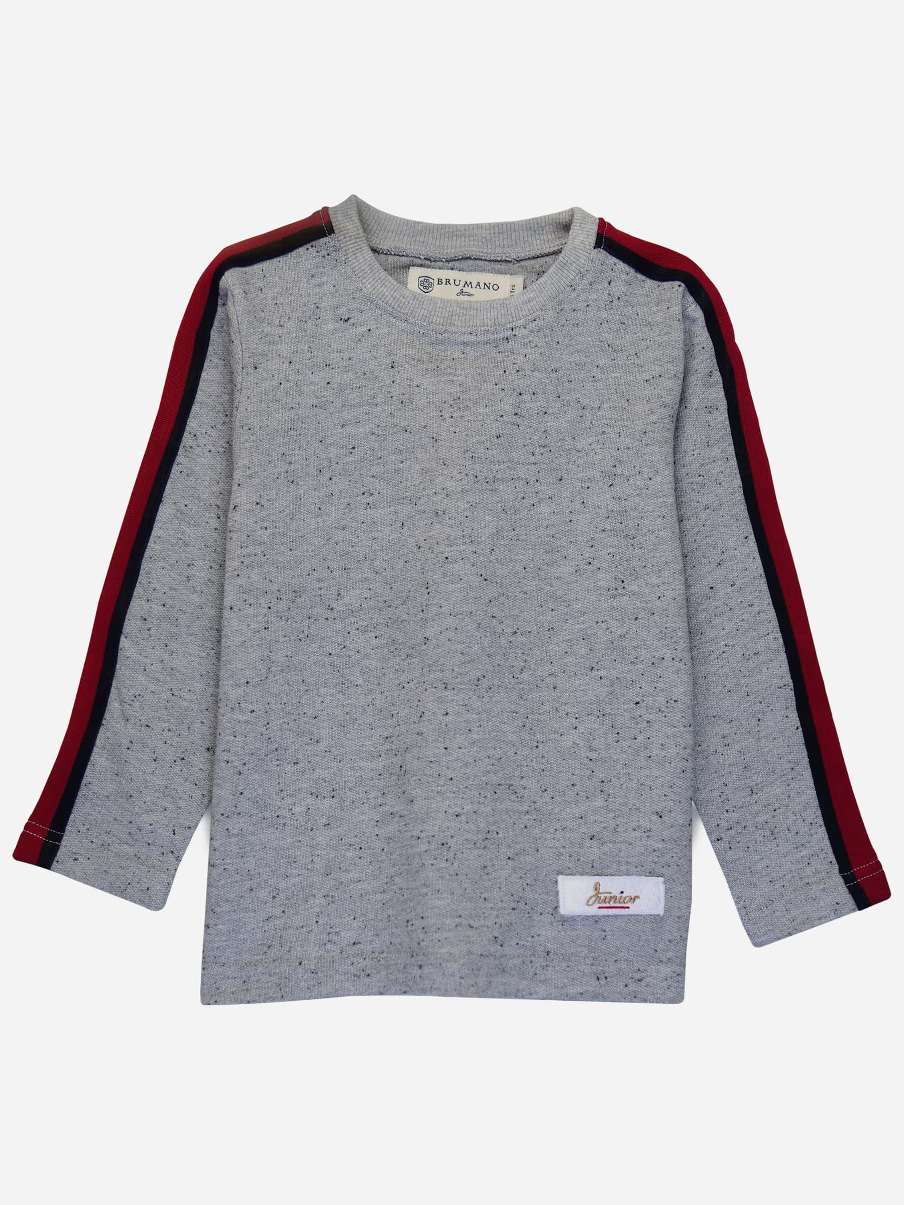 Grey Sweatshirt With Red Stripe Detailing