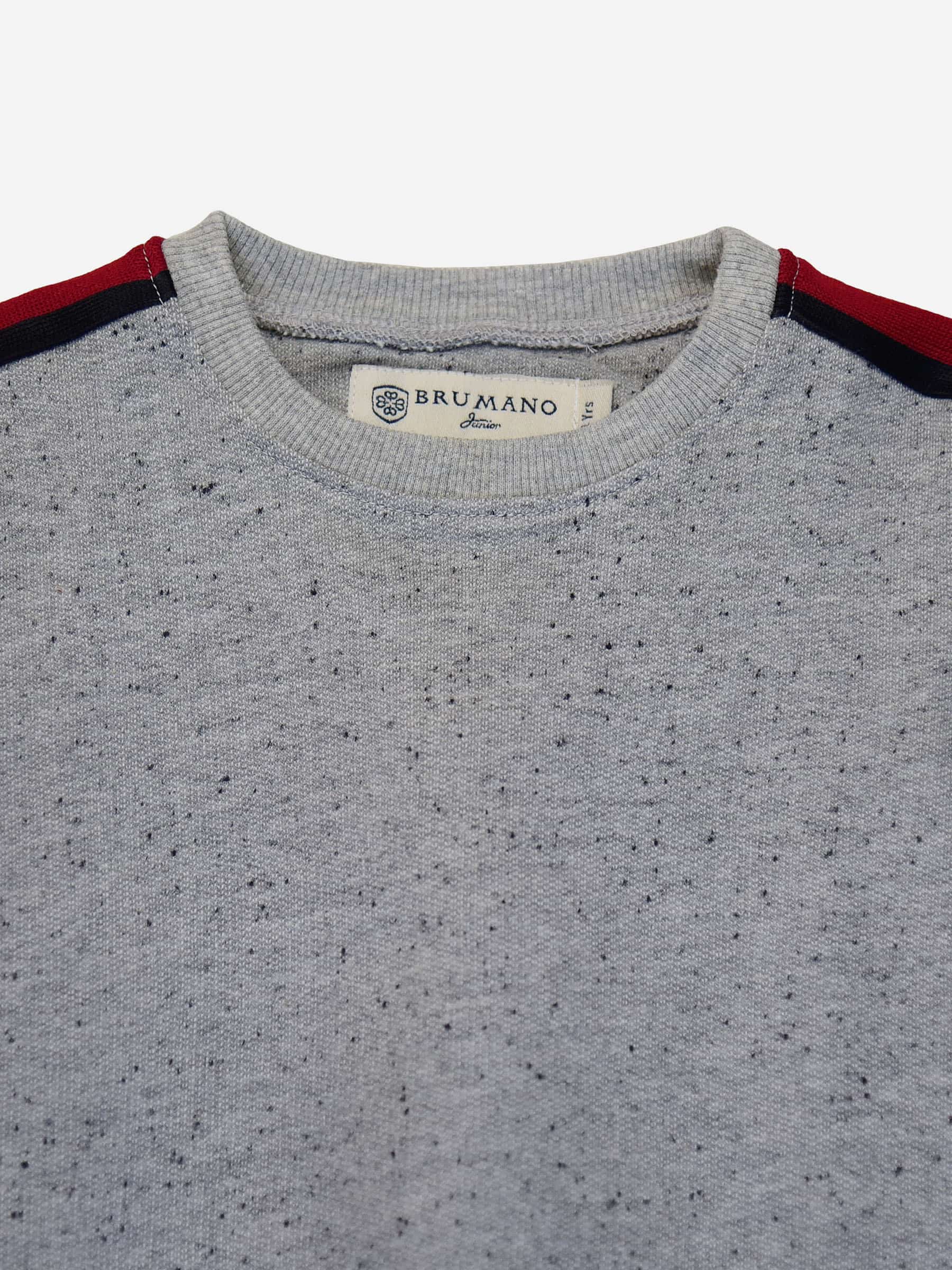 Grey Sweatshirt With Red Stripe Detailing