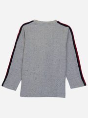 Grey Sweatshirt With Red Stripe Detailing