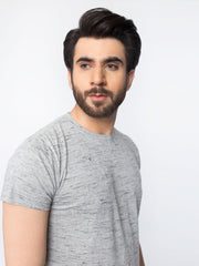 Grey Textured Half Sleeve T-Shirt