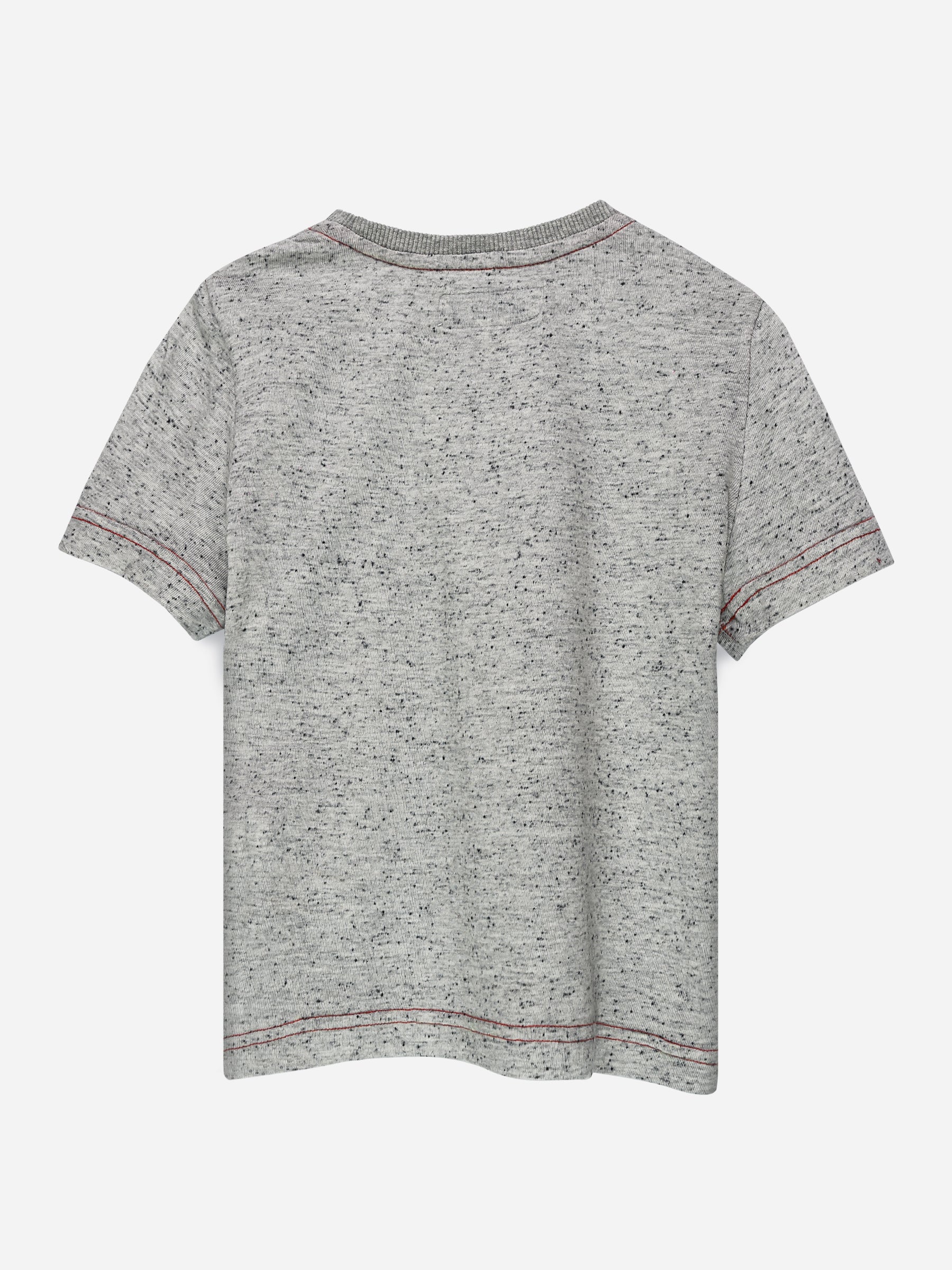 Grey White Neppy T-Shirt With Contrasting Green Pocket