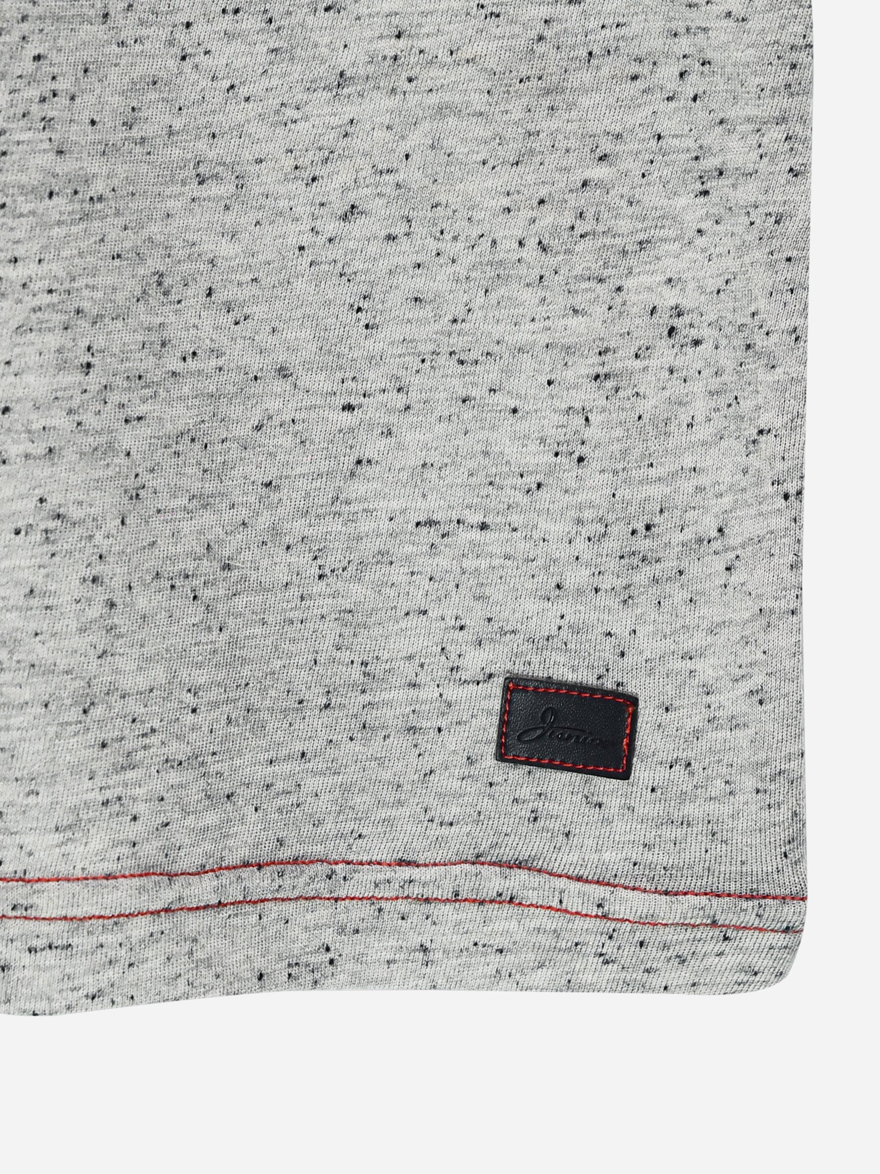 Grey White Neppy T-Shirt With Contrasting Green Pocket