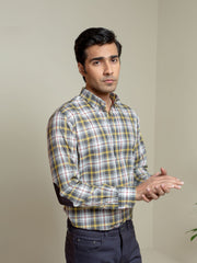 Grey & Yellow Checkered Light Weight Shirt