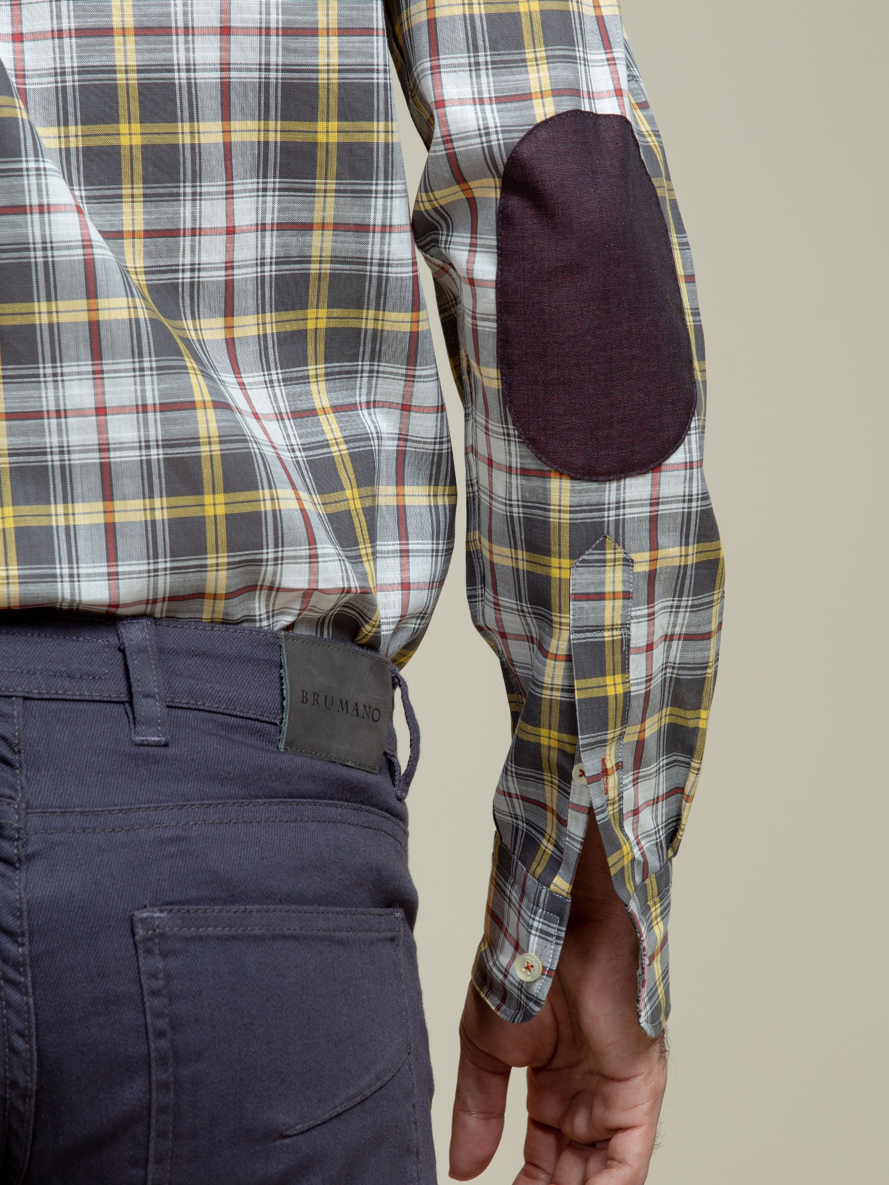 Grey & Yellow Checkered Light Weight Shirt