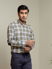 Grey & Yellow Checkered Light Weight Shirt