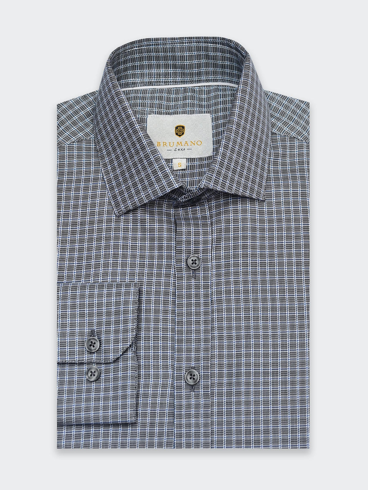 Grey & Blue Checkered Super Fine Formal Shirt - Luxe