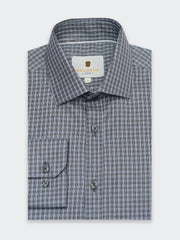 Grey & Blue Checkered Super Fine Formal Shirt - Luxe