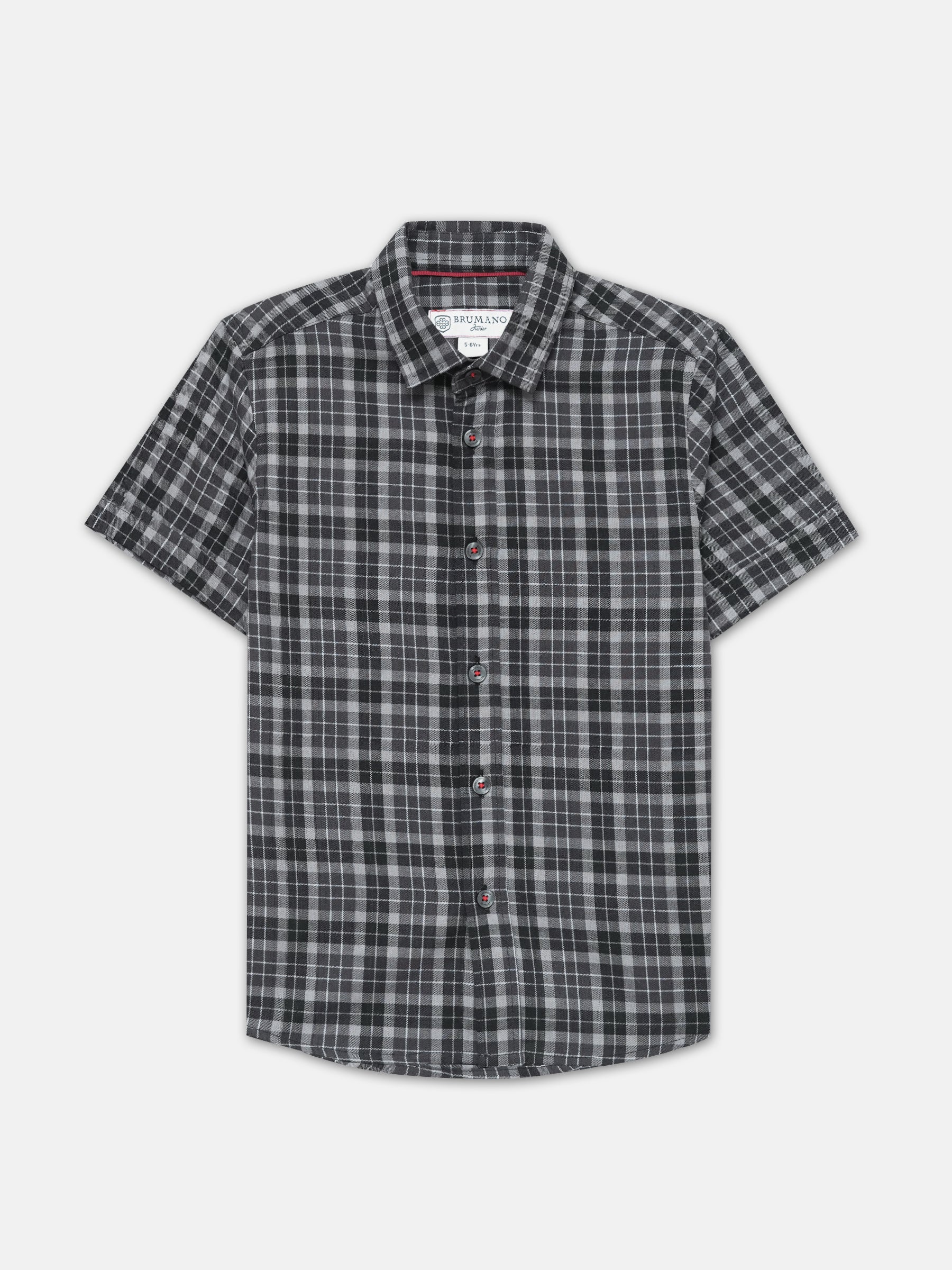 Grey Light Checkered Half Sleeve Shirt - Junior
