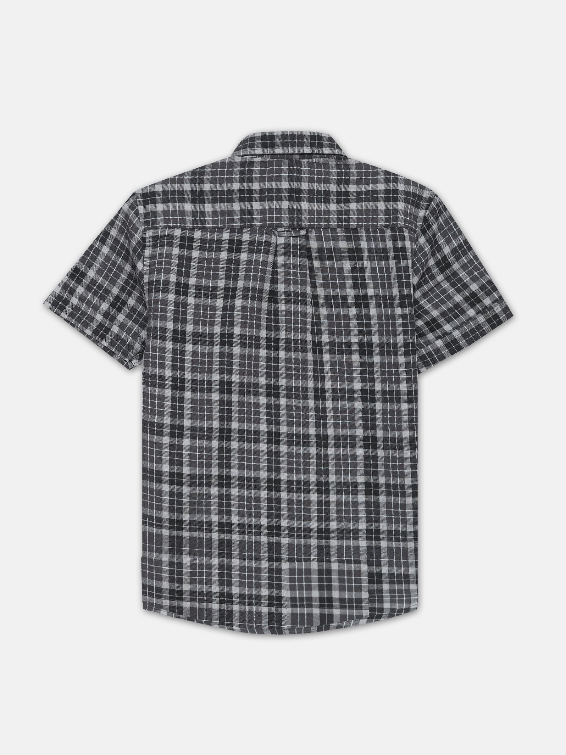 Grey Light Checkered Half Sleeve Shirt - Junior