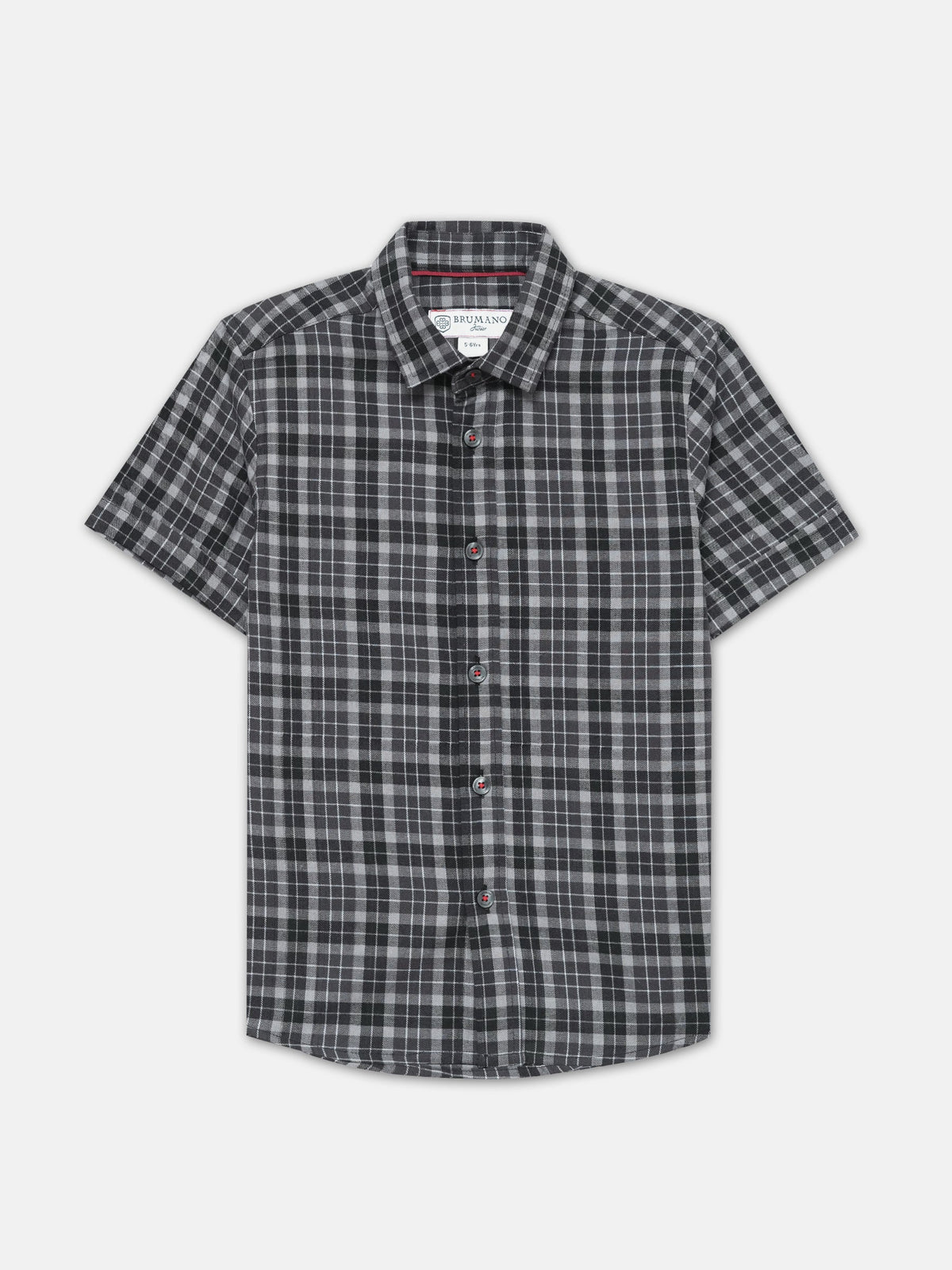 Grey Light Checkered Half Sleeve Shirt - Junior