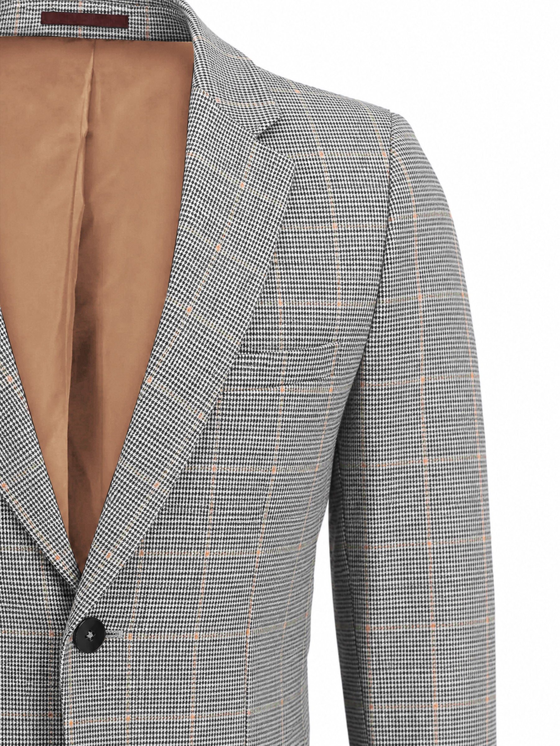 Grey Linen Checkered Blazer