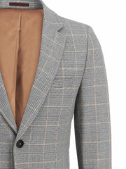 Grey Linen Checkered Blazer