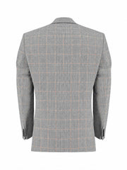 Grey Linen Checkered Blazer