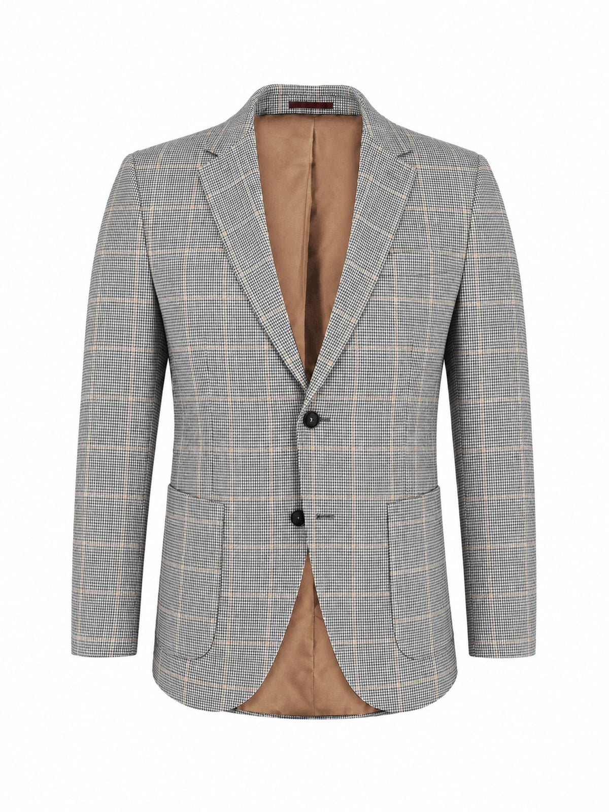 Grey Linen Checkered Blazer
