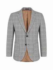 Grey Linen Checkered Blazer