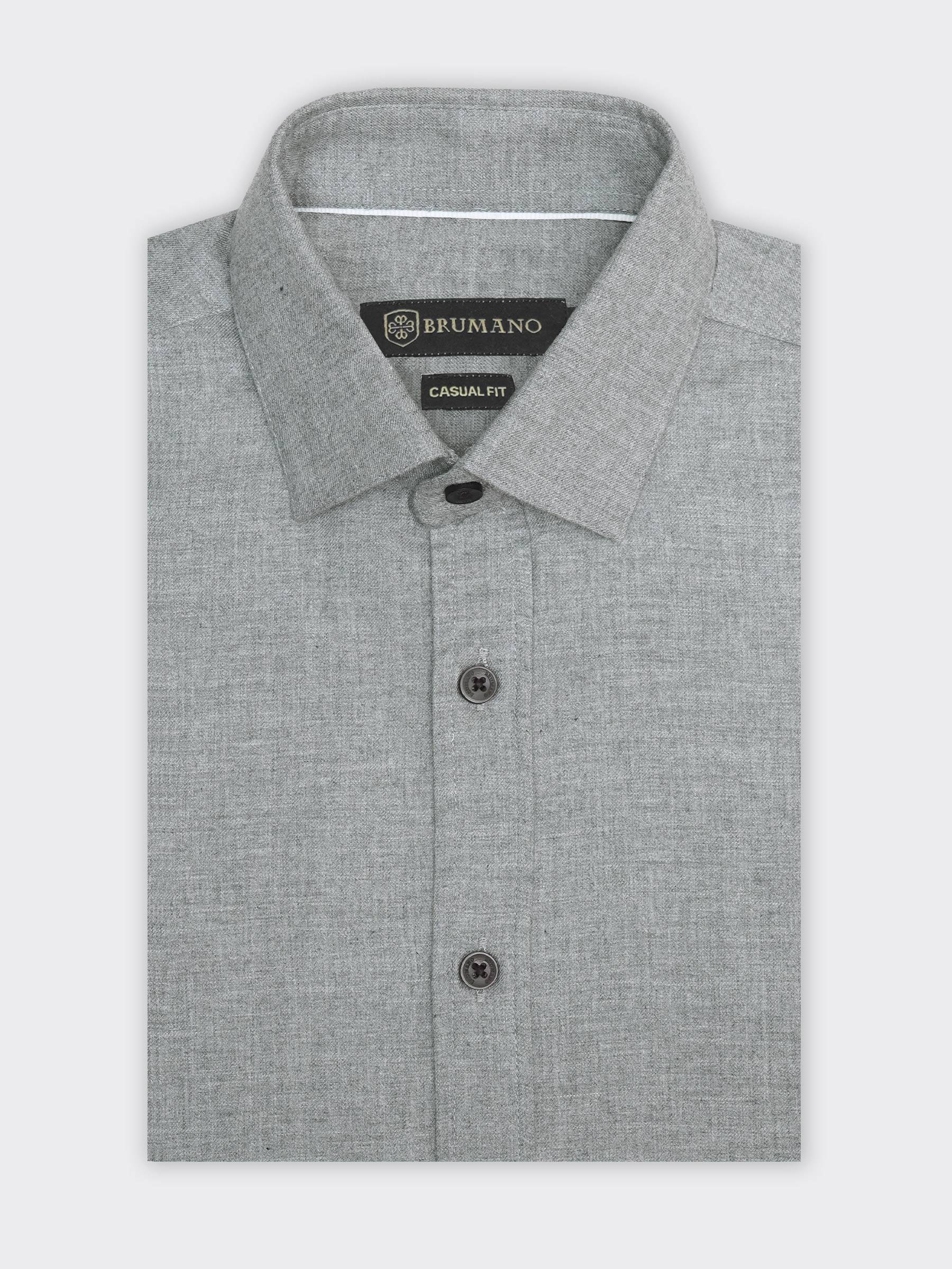 Grey Melange Light Flannel Formal Shirt