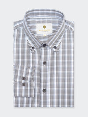 Grey Multi Color Gingham Checkered Formal Shirt - Luxe
