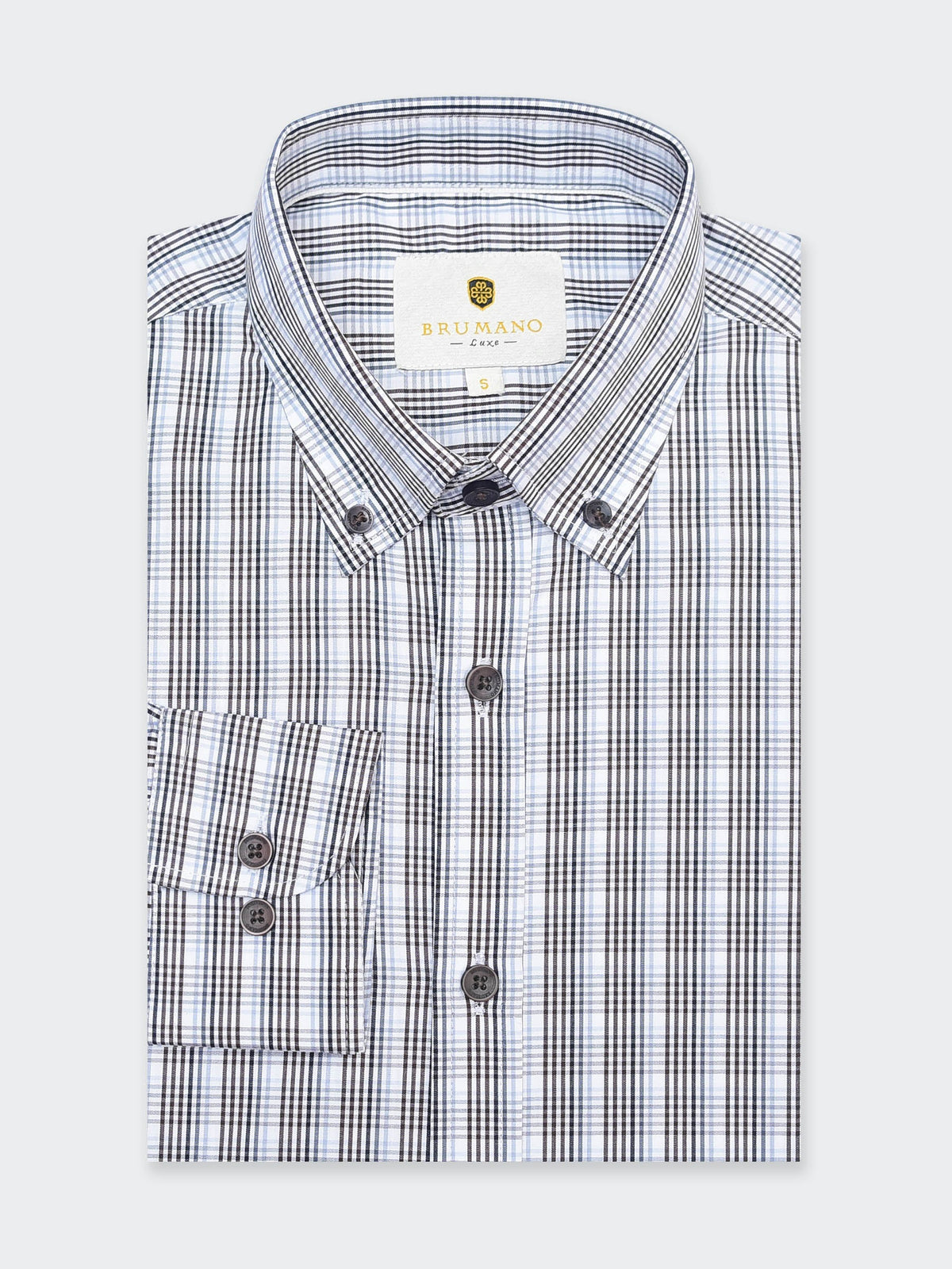 Grey Multi Color Gingham Checkered Formal Shirt - Luxe