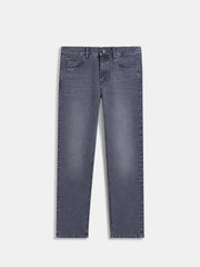 Grey Stonewash Straight Fit Casual Denim With Stretch