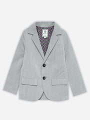 Grey Striped Kids Casual Blazer