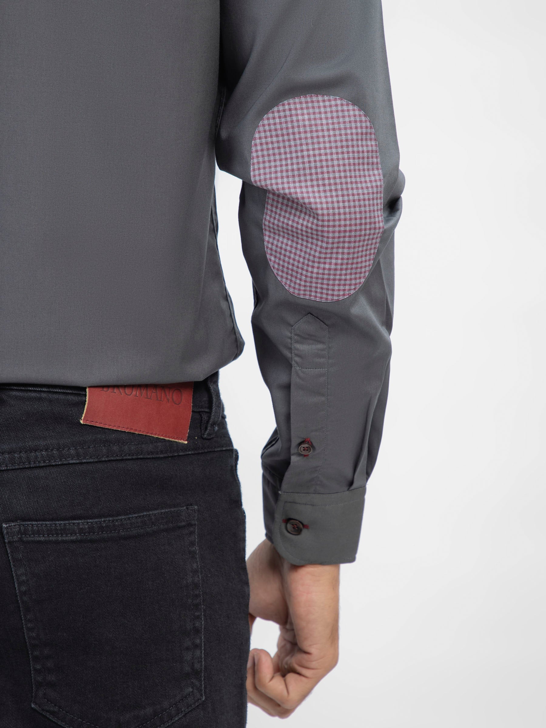 Grey Button Down Shirt With Collar Detailing