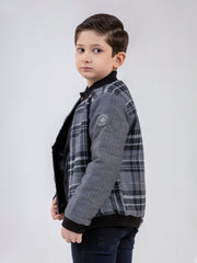 Grey Checkered Quilted Casual Bomber Jacket - Unisex