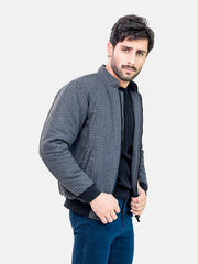 Grey Checkered Quilted Jacket