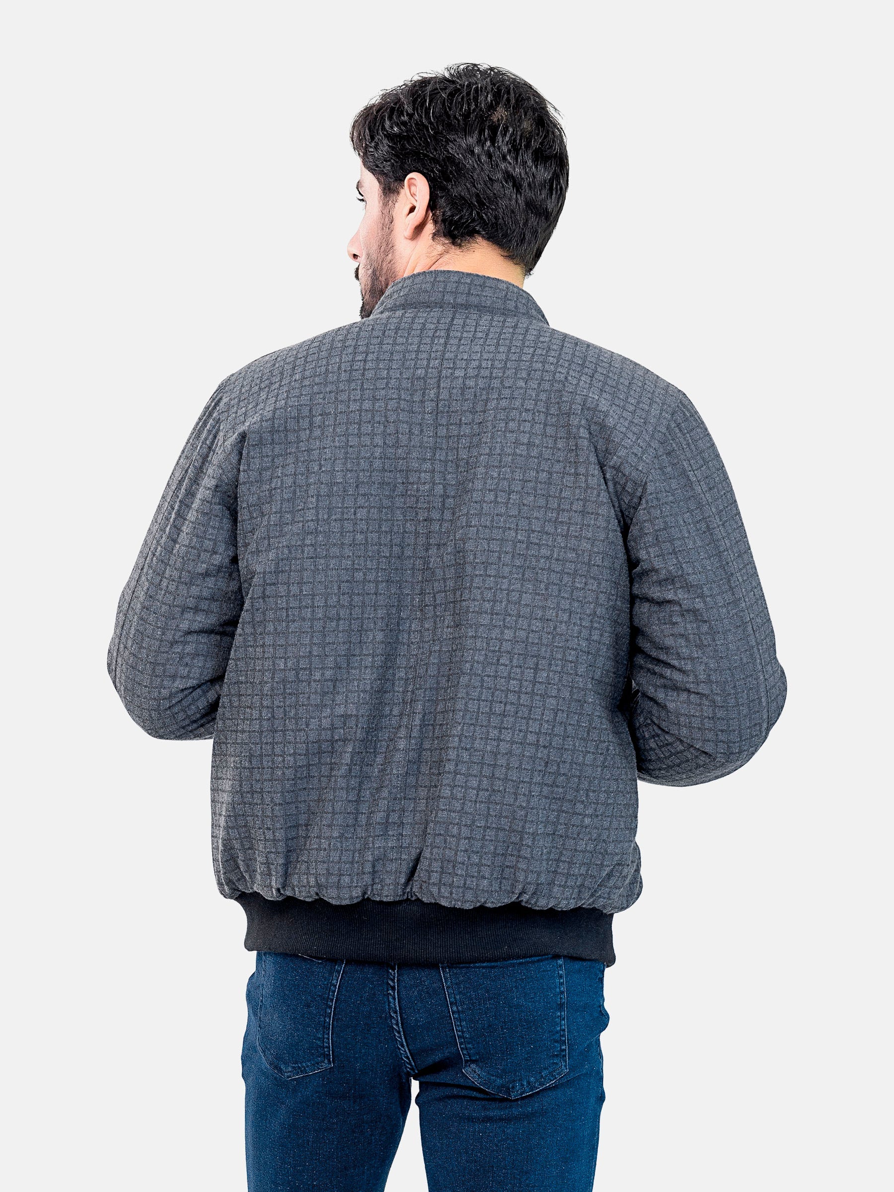 Grey Checkered Quilted Jacket